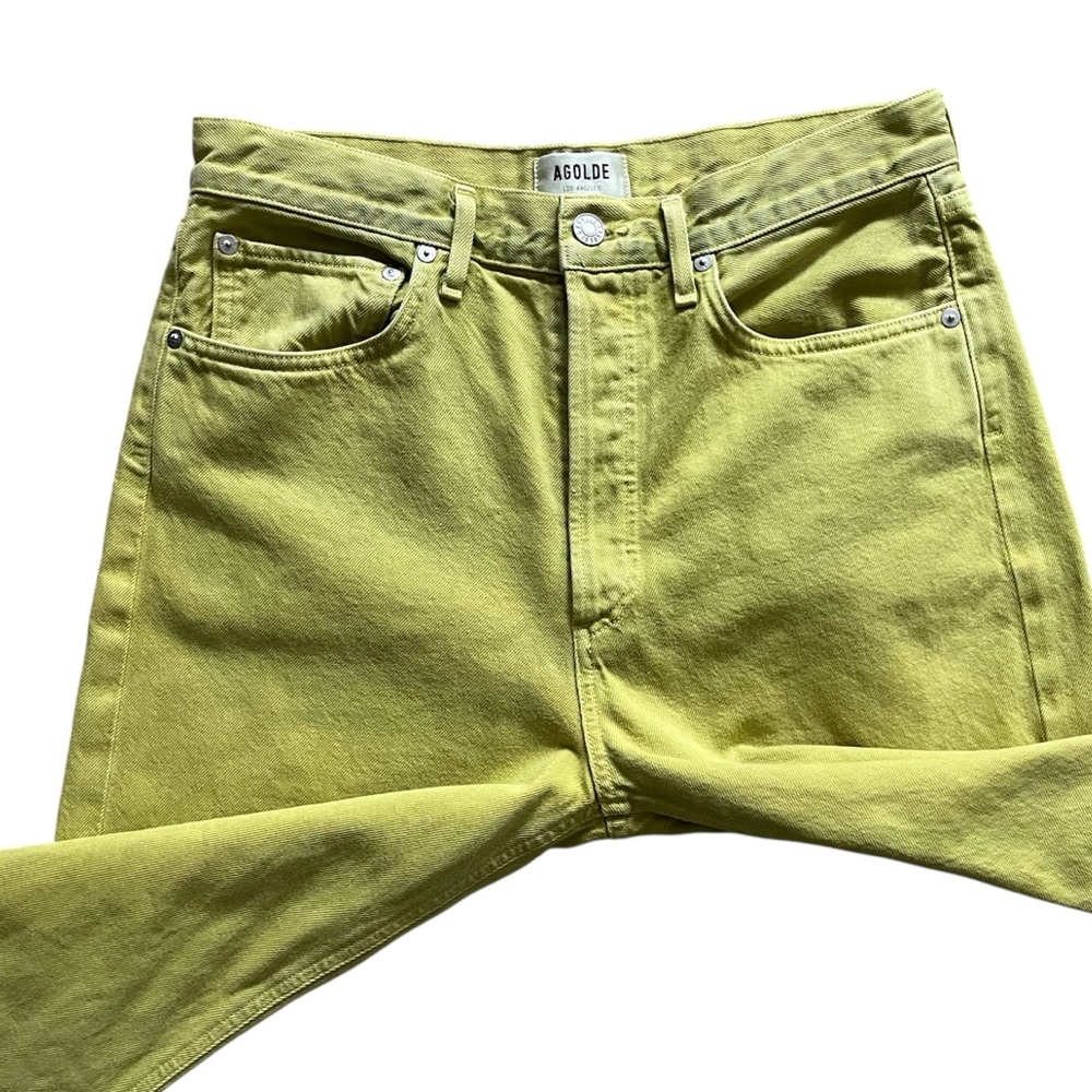 Agolde 90s Jeans Matcha Green Loose Fit Button Fly Straight Leg High Rise Sz 28 - Picture 5 of 16